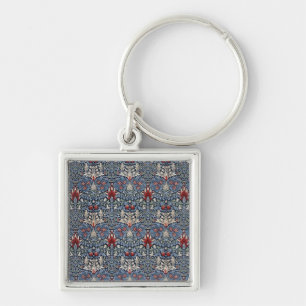 Vintage William Morris Snakeshead Fritillary Red Keychain