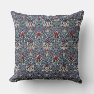 Vintage William Morris Snakeshead Fritillary Red  Throw Pillow