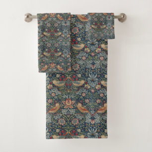 Vintage William Morris Strawberry Thief Bath Towel Set