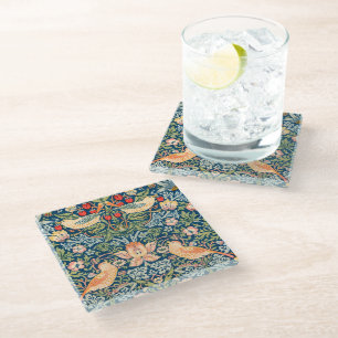 Vintage William Morris 'Strawberry Thief' Pattern  Glass Coaster