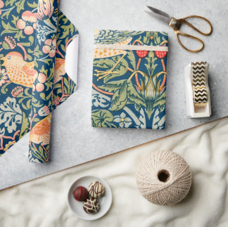 Vintage William Morris Strawberry Thief, Retro Wrapping Paper
