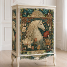 Vintage William Morris Style Art Nouveau Unicorn