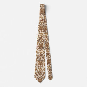 Vintage William Morris Venetian Floral Brown White Tie