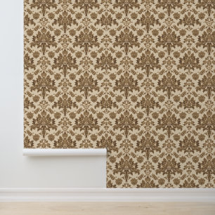 Vintage William Morris Venetian Floral Brown White Wallpaper