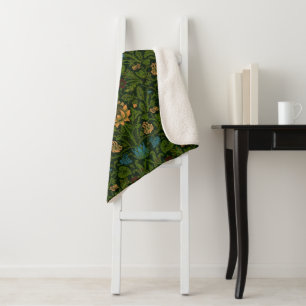 Vintage William Morris Violet and Columbine Sherpa Blanket