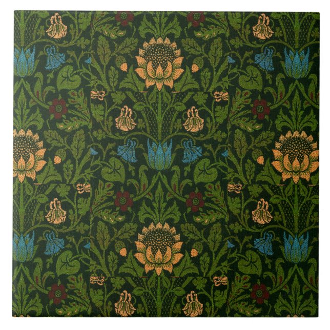 Vintage William Morris Violet and Columbine Tile (Front)