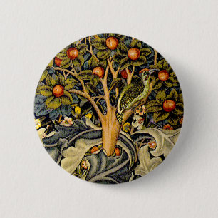 Vintage William Morris Woodpeckers 2 Inch Round Button