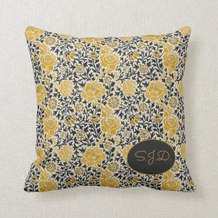 Vintage William Morris yellow floral pattern Throw Pillow
