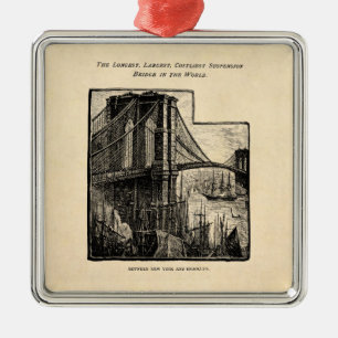 Vintage Williamsburg Brooklyn Bridge New York City Metal Ornament
