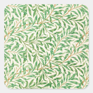 Vintage Willow Bough Ornament Illustration Square Sticker