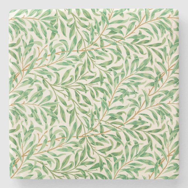 Vintage Willow Bough Ornament Lithograph Stone Coaster (Front)