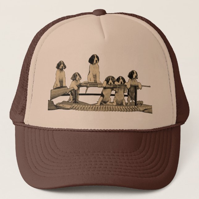 Vintage Winchester Firearms Dog Puppy Trucker Hat (Front)