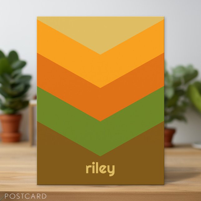 Vintage Windbreaker Colour Block Darts Custom Name Postcard (Monogram Postcard)
