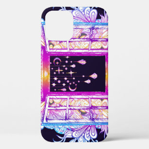 Vintage window, floral ornament: colourful. iPhone 12 case