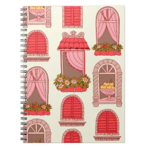 Vintage window pattern illustration notebook