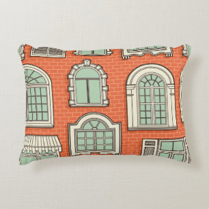 Vintage Window Scenic Pattern Accent Pillow