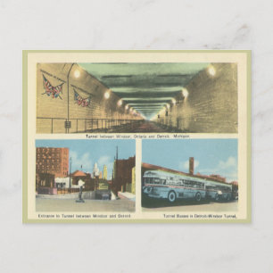 Vintage Windsor Ontario and Detroit Michigan Postcard