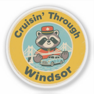 Vintage Windsor Ontario Retro Car and Raccoon