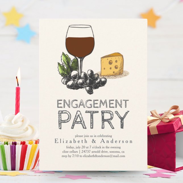 Vintage Wine and Cheese Engagement Party Invitation (Creator Uploaded)