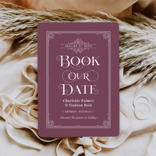 Vintage Wine Book Cover Wedding Save The Date