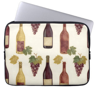 Vintage Wine Bottle Grapevine Pattern Laptop Sleeve