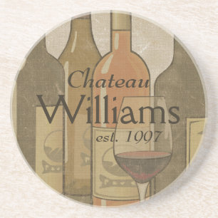 Vintage Wine Bottles Personalized Coaster