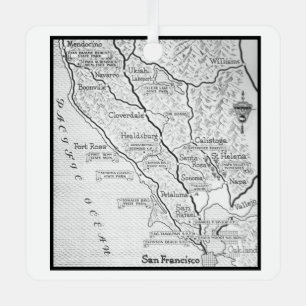 Vintage Wine Country Map Metal Ornament