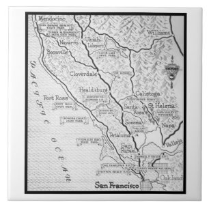 Vintage Wine Country Map Tile
