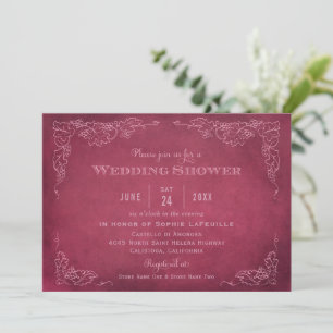 Vintage Wine Label Burgundy Wedding Shower Invitation