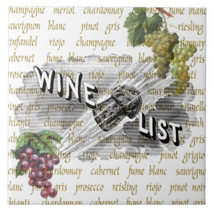 Vintage Wine List Grapes Trivet Tile