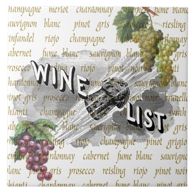 Vintage Wine List Grapes Trivet Tile (Front)