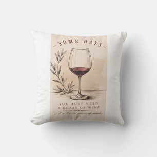 Vintage Wine Lover Red Wine Design Throw Pillow
