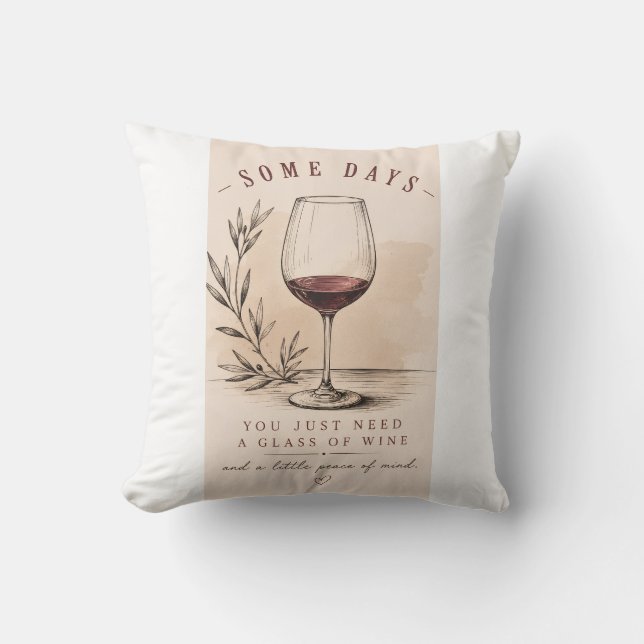Vintage Wine Lover |  Red Wine Design Throw Pillow (Front)