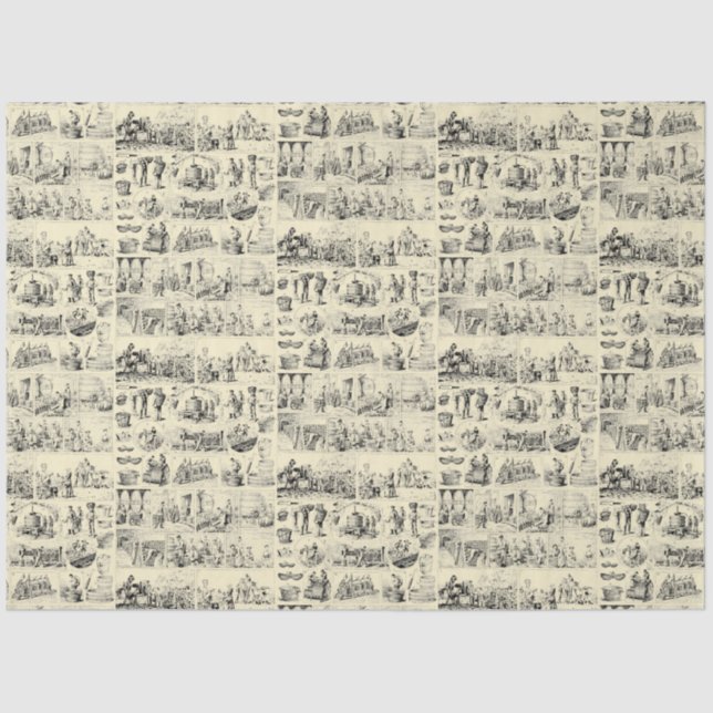 Vintage Wine Making Vineyard Pattern Tissue Paper (Front)