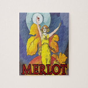 Vintage Wine Merlot  Posters Jigsaw Puzzle