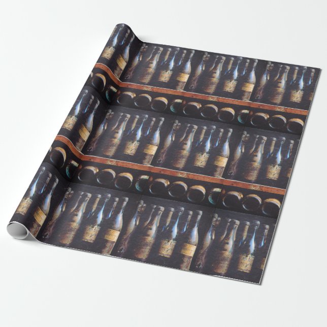 Vintage Wine Wrapping Paper (Unrolled)