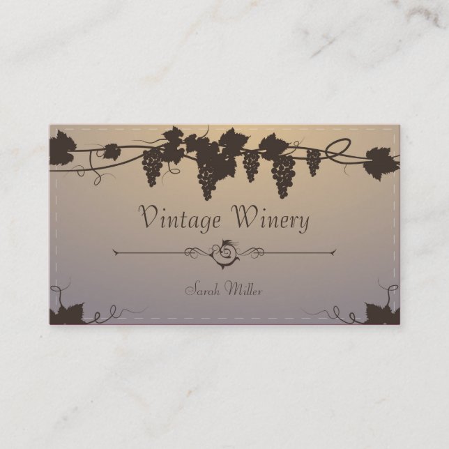 Vintage Winery Business Card - Grape Vine Wine (Front)