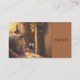 Vintage winery wine glass barrel design business card