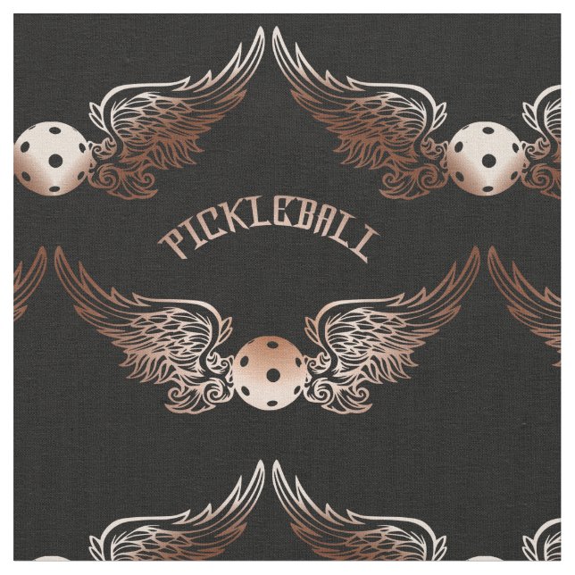 Vintage Winged pickleball brown Fabric (Close Up)