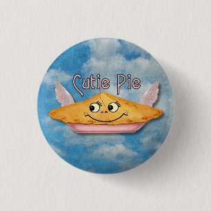 Vintage Winged Pie in the Sky 1 Inch Round Button