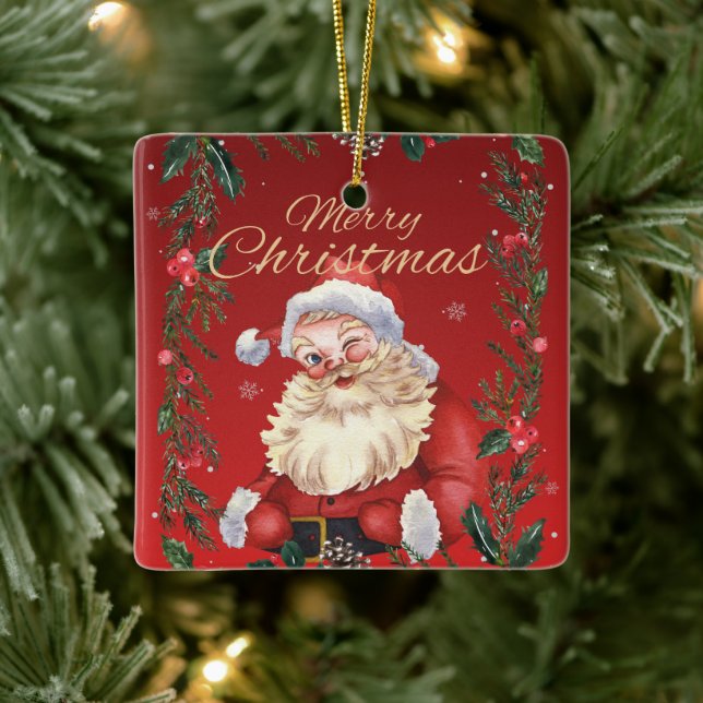 Vintage Winking Santa Christmas Ornament (Tree)