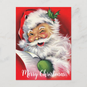 Vintage Winking Santa Claus Custom Holiday Postcard