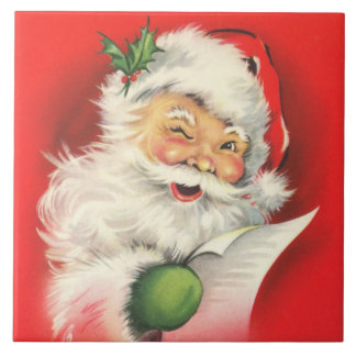 Vintage Winking Santa Claus Tile