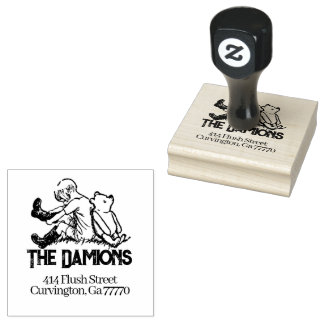 Vintage Winnie Pooh Custom Address Rubber Stamp