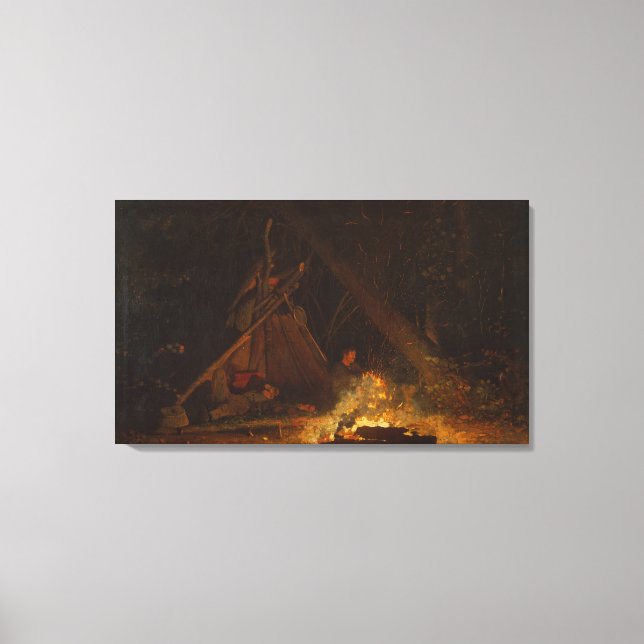 Vintage Winslow Homer Camp Fire Canvas Print (Front)