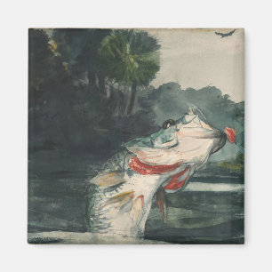 Vintage Winslow Homer Life-Size Black Bass Magnet