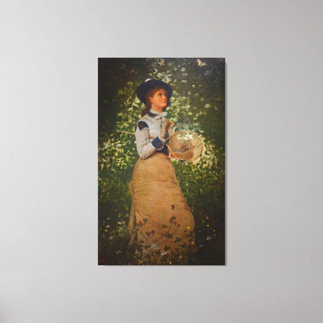 Vintage Winslow Homer The Butterfly Girl Canvas Print (Front)