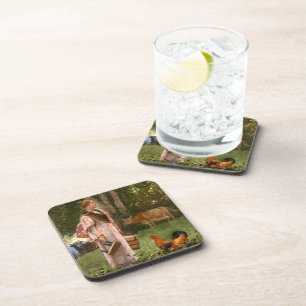 Vintage Winslow homer The Milk Maid Coaster