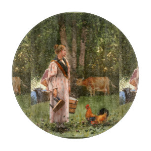 Vintage Winslow homer The Milk Maid Cutting Board