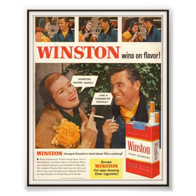 Vintage Winston Cigarette Advertising 1955 Photo Print (Front)